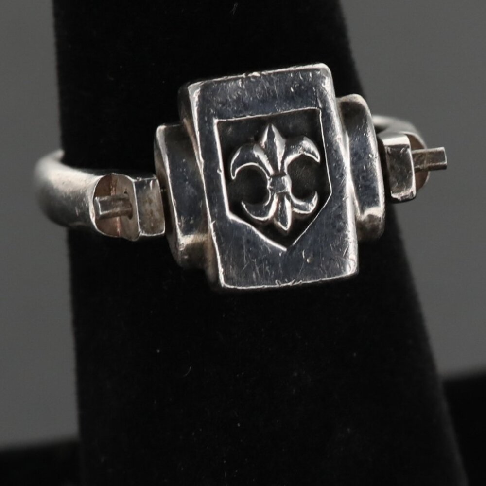 Sterling Silver Fleur-de-lis Flip Ring Sz 6 7.3g